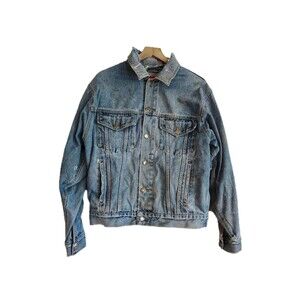 VTG Wrangler Hero MEDIUM Denim Trucker Jacket Men's Faded Workwear Distressed